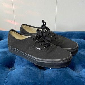 Black low top Vans. Womens 7.5/mens 6
